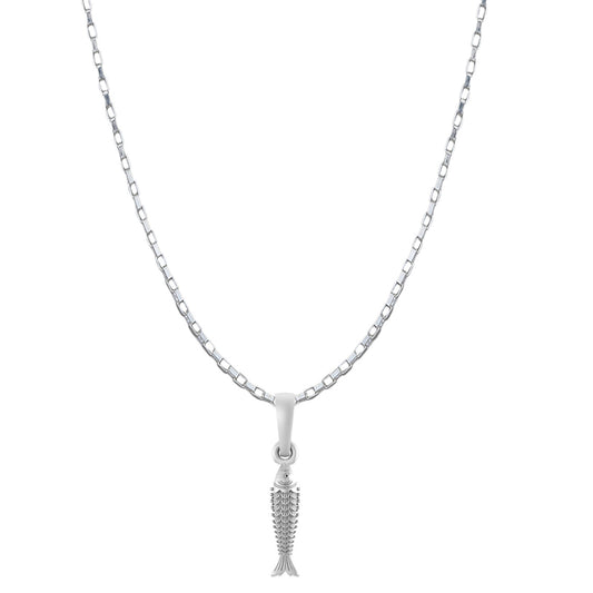 Akshat Sapphire Sterling Silver (92.5% purity) Stylish and Fashionable Fish Chain Pendant  (Pendant with Box Chain-22 inches) for Men & Women Pure Silver Fish Chain Locket for Happiness and joy