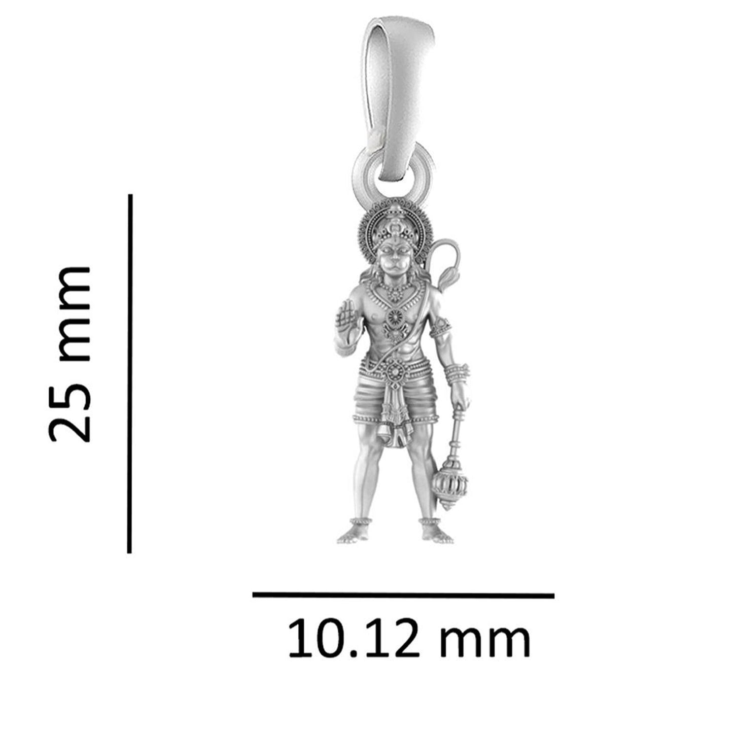 God Hanuman Chain Pendant (Pendant with Box Chain- 22 inches) for Men & Women Pure Silver Lord bajrang bali Chain Locket for Good Health & Wealth