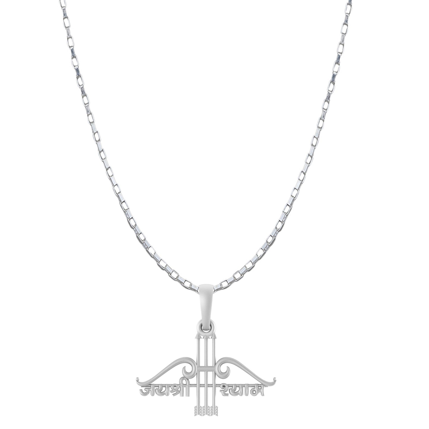 Akshat Sapphire Sterling Silver (92.5% purity) God Baba Khatu Shyam Chain Pendant (Pendant with Box Chain- 22 inches) for Men & Women Pure Silver Lord Baba Khatu Shyam Chain Locket for Good Health & Wealth