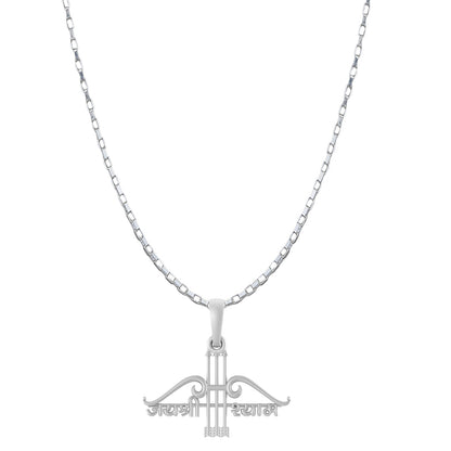 Akshat Sapphire Sterling Silver (92.5% purity) God Baba Khatu Shyam Chain Pendant (Pendant with Box Chain- 22 inches) for Men & Women Pure Silver Lord Baba Khatu Shyam Chain Locket for Good Health & Wealth