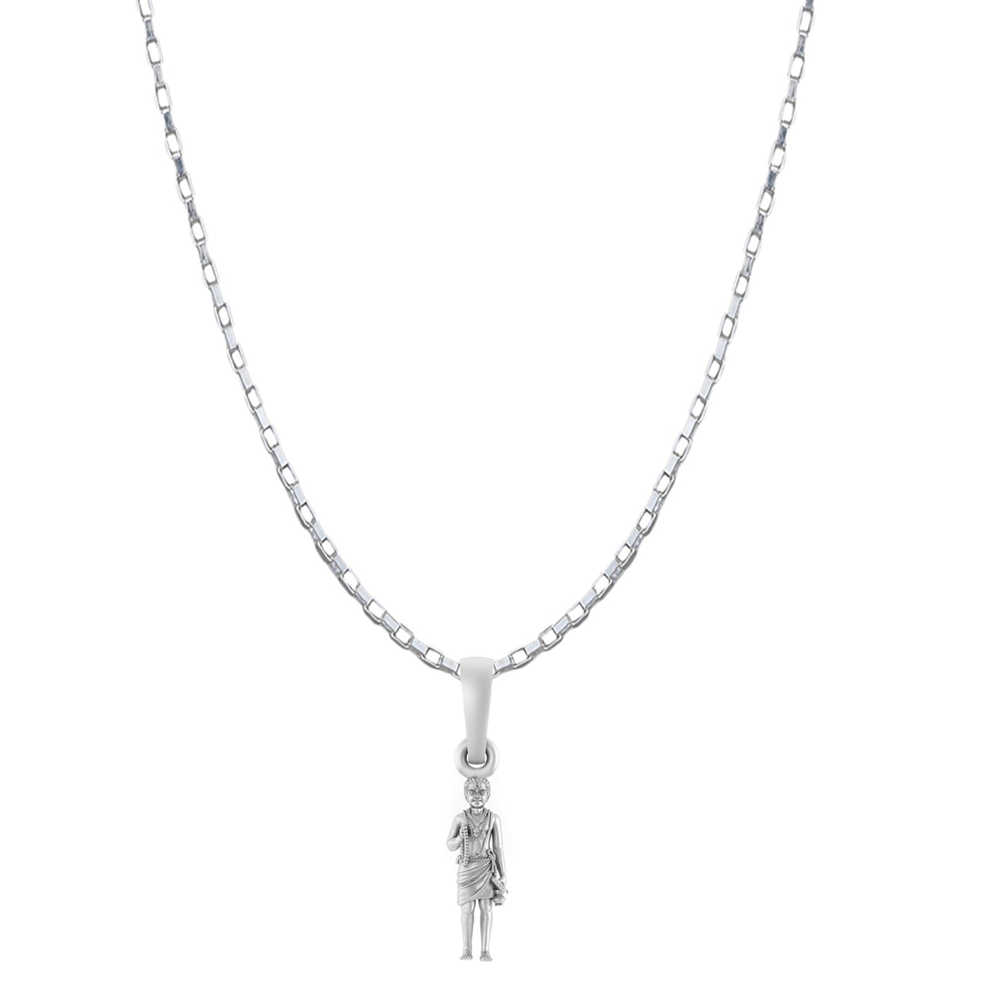 Akshat Sapphire Sterling Silver (92.5% purity) God Swaminarayan Chain Pendant (Pendant with Box Chain-22 inches) for Men & Women Pure Silver Swaminarayan Chain Locket for Good Health & Wealth