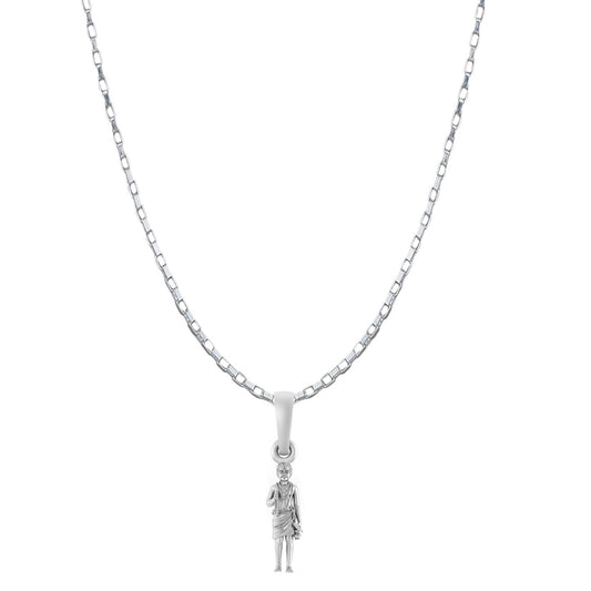 Akshat Sapphire Sterling Silver (92.5% purity) God Swaminarayan Chain Pendant (Pendant with Box Chain-22 inches) for Men & Women Pure Silver Swaminarayan Chain Locket for Good Health & Wealth