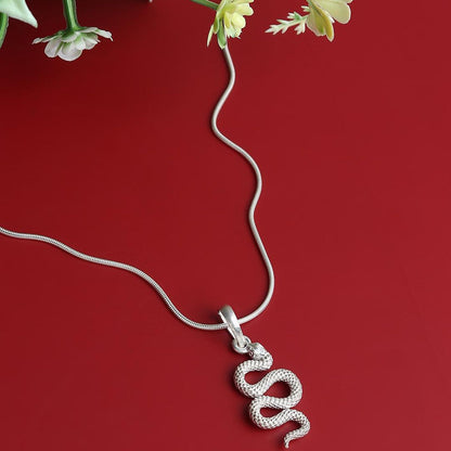 Stylish snake Pure Silver 92.5% purity Chain pendant by snake Pendant (Pendant with Box Chain-22 inches)