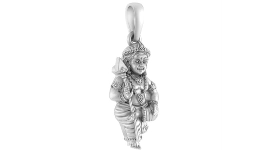 God Kartikeya Pure Silver 92.5% purity Chain pendant by Akshat Sapphire Murugan Pendant (Pendant with Box Chain-22 inches)