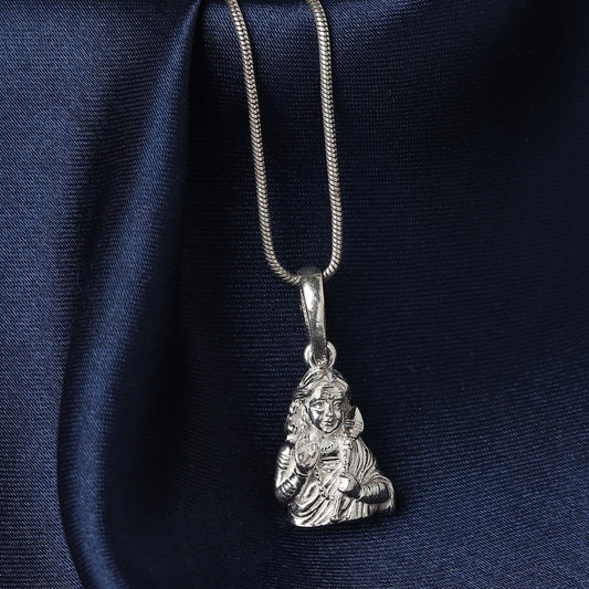 God Kartikeya Pure Silver 92.5% purity Chain pendant by Akshat Sapphire Murugan Pendant (Pendant with Box Chain-22 inches)