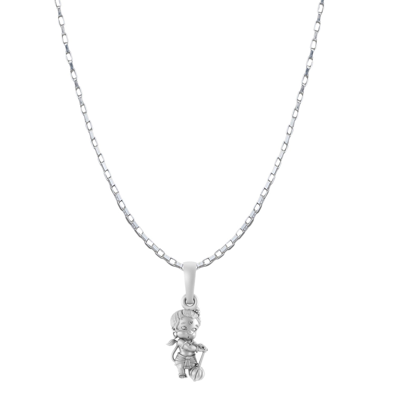 God Hanuman Pure Silver 92.5% purity Chain pendant by Akshat Sapphire (Pendant with Box Chain-22 inches)