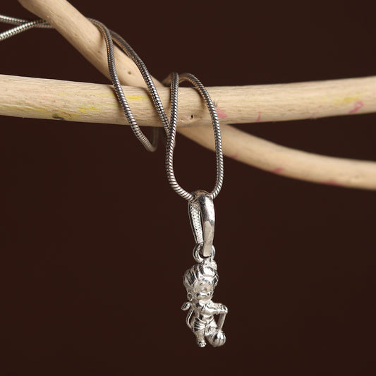 God Hanuman Pure Silver 92.5% purity Chain pendant by Akshat Sapphire (Pendant with Box Chain-22 inches)