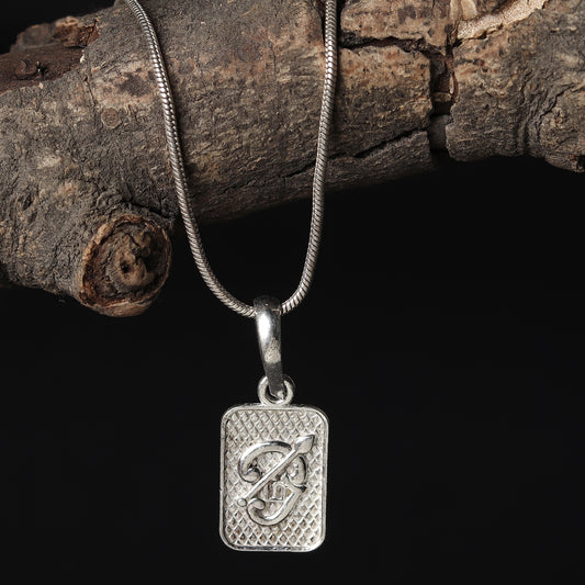 Spiritual Tamil OM Pure Silver 92.5% purity Chain pendant by Akshat Sapphire for Men & Women (Pendant with Box Chain-22 inches)