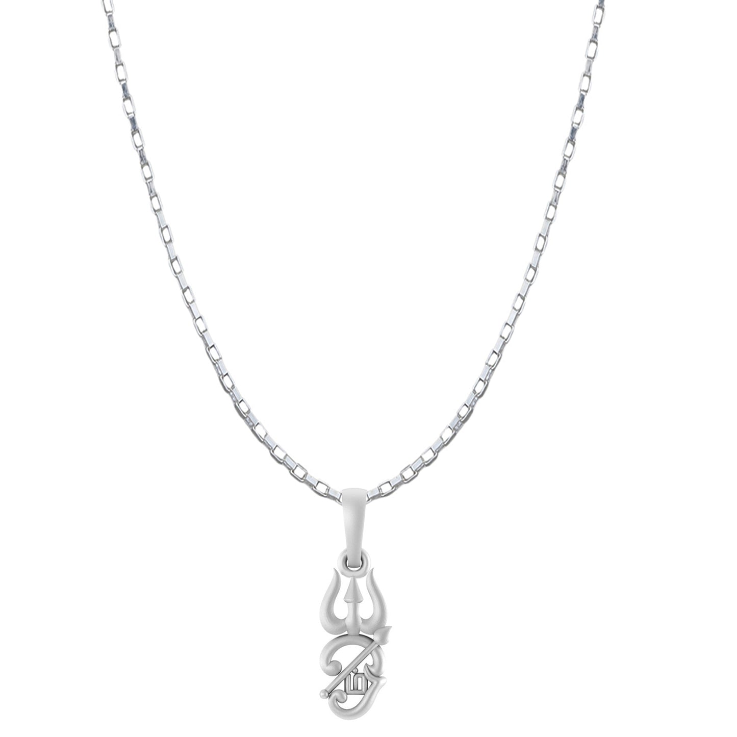 Spiritual Tamil OM Pure Silver 92.5% purity Chain pendant by for Men & Women (Pendant with Box Chain-22 inches)
