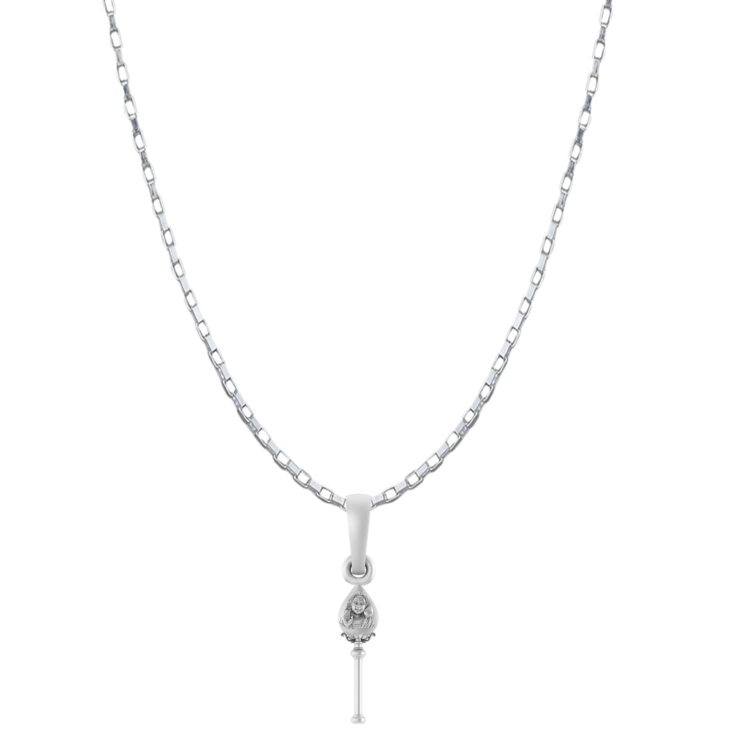 God Kartikeya Pure Silver 92.5% purity Chain pendant by Akshat Sapphire Murugan Pendant (Pendant with Box Chain-22 inches)