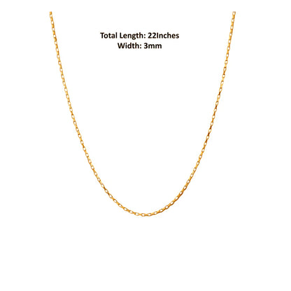 22KT Gold Plated Sterling Silver (92.5% Purity) Pure Silver God Ganesha Chain Pendant (Locket with Box Chain-22 inches) for Men & Women