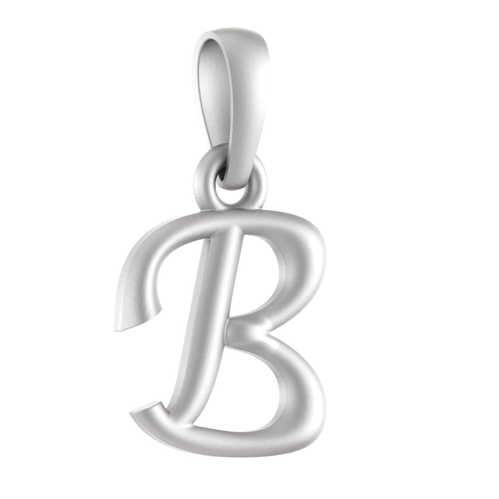 Alphabet B Chain Pendant for Men 22 Inches Box Chain by Akshat Sapphire 92.5 Silver MPSB8002_B