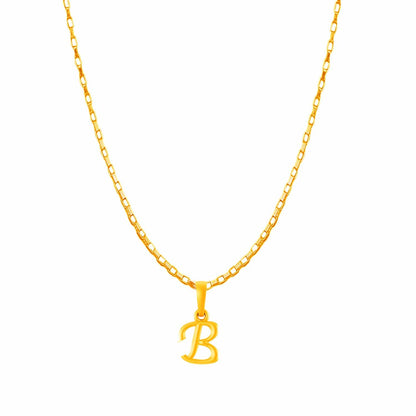 22KT Gold Plated Pure Silver (92.5% purity) precious Name alphabet chain pendant (Locket with Box chain- 22 Inches)