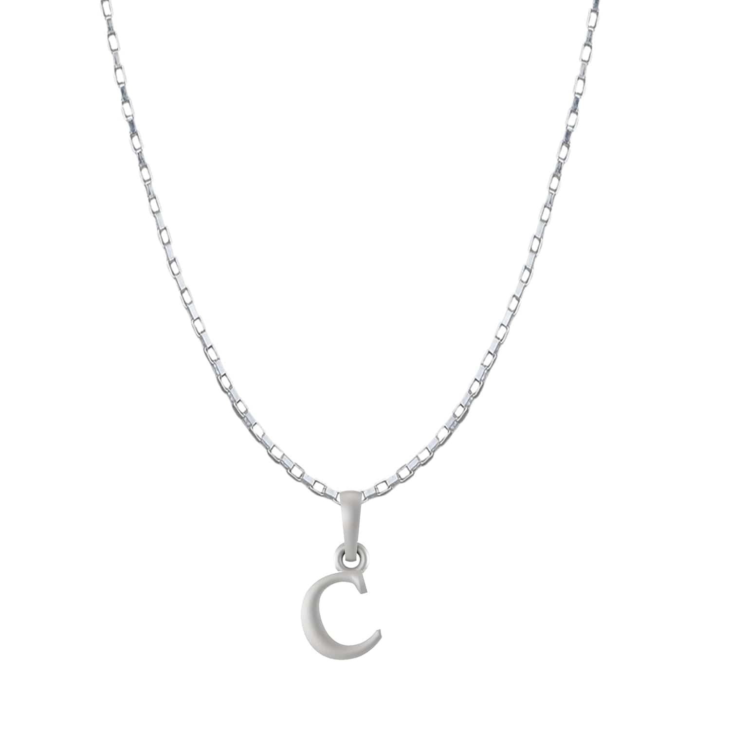 Akshat Sapphire Sterling Silver (92.5% purity) precious Name alphabet chain pendant (Pendnat with Box chain- 22 Inches) pure silver designer alphabet chain locket