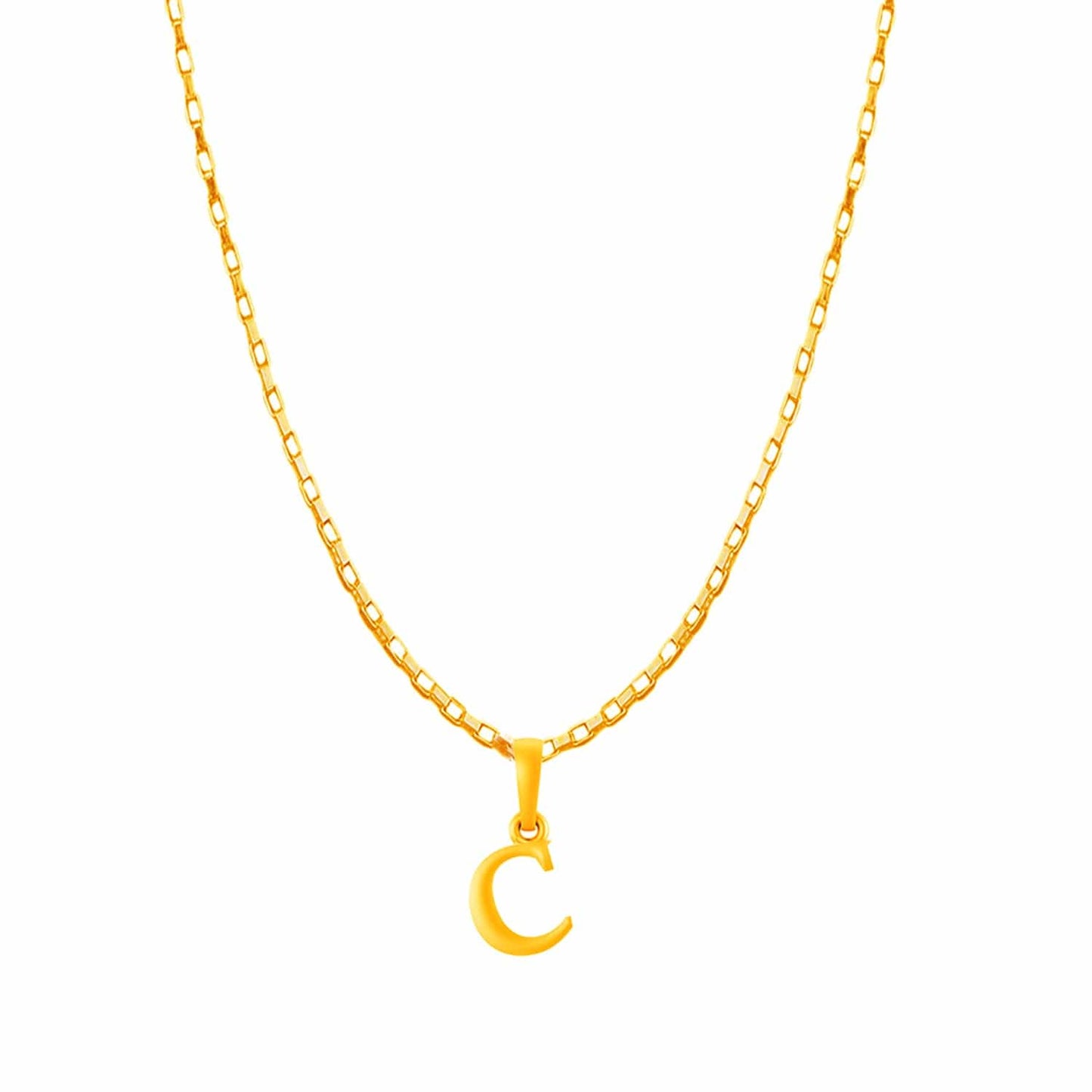 22KT Gold Plated Pure Silver (92.5% purity) precious Name alphabet chain pendant (Locket with Box chain- 22 Inches)