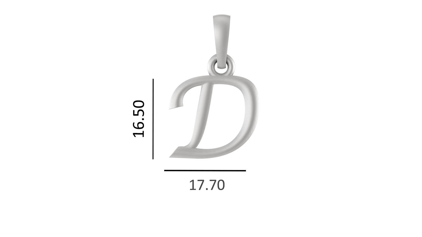 Alphabet D Chain Pendant for Men 22 Inches Box Chain by Akshat Sapphire 92.5 Silver MPSB8004_D