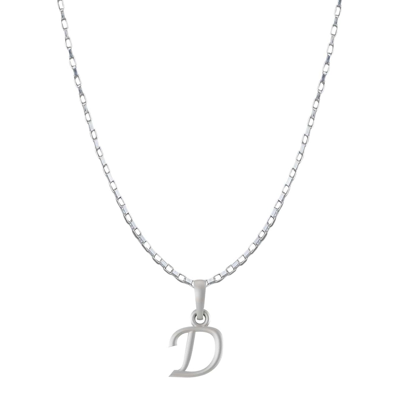 Alphabet D Chain Pendant for Men 22 Inches Box Chain by Akshat Sapphire 92.5 Silver MPSB8004_D