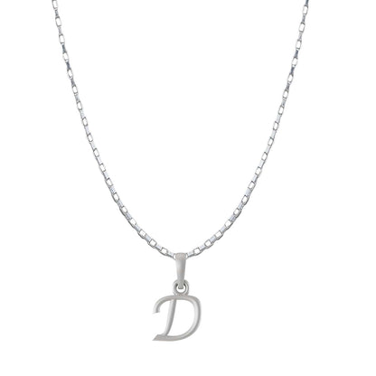 Alphabet D Chain Pendant for Men 22 Inches Box Chain by Akshat Sapphire 92.5 Silver MPSB8004_D