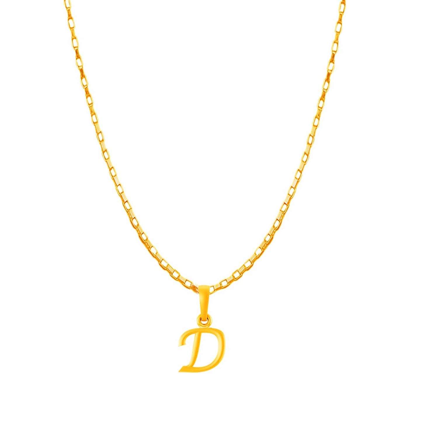 22KT Gold Plated Pure Silver (92.5% purity) precious Name alphabet chain pendant (Locket with Box chain- 22 Inches)