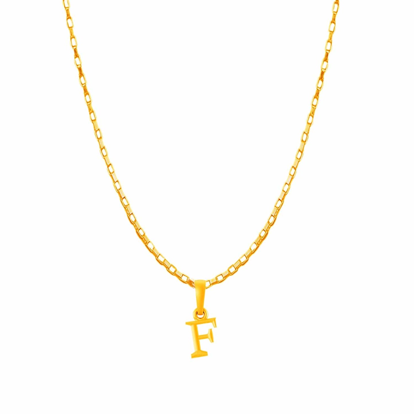 22KT Gold Plated Pure Silver (92.5% purity) precious Name alphabet chain pendant (Locket with Box chain- 22 Inches)