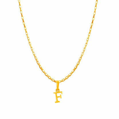 22KT Gold Plated Pure Silver (92.5% purity) precious Name alphabet chain pendant (Locket with Box chain- 22 Inches)