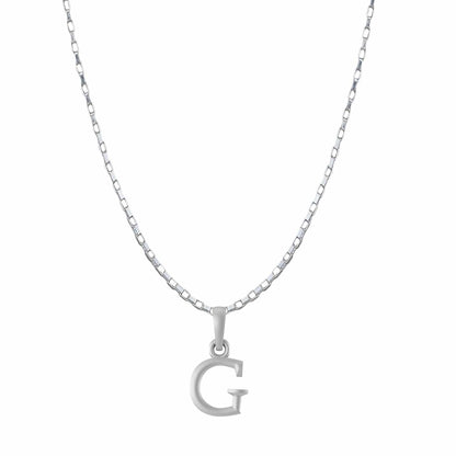 Alphabet G Chain Pendant for Men 22 Inches Box Chain by Akshat Sapphire 92.5 Silver MPSB8007_G