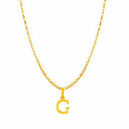 22KT Gold Plated Pure Silver (92.5% purity) precious Name alphabet chain pendant (Locket with Box chain- 22 Inches)