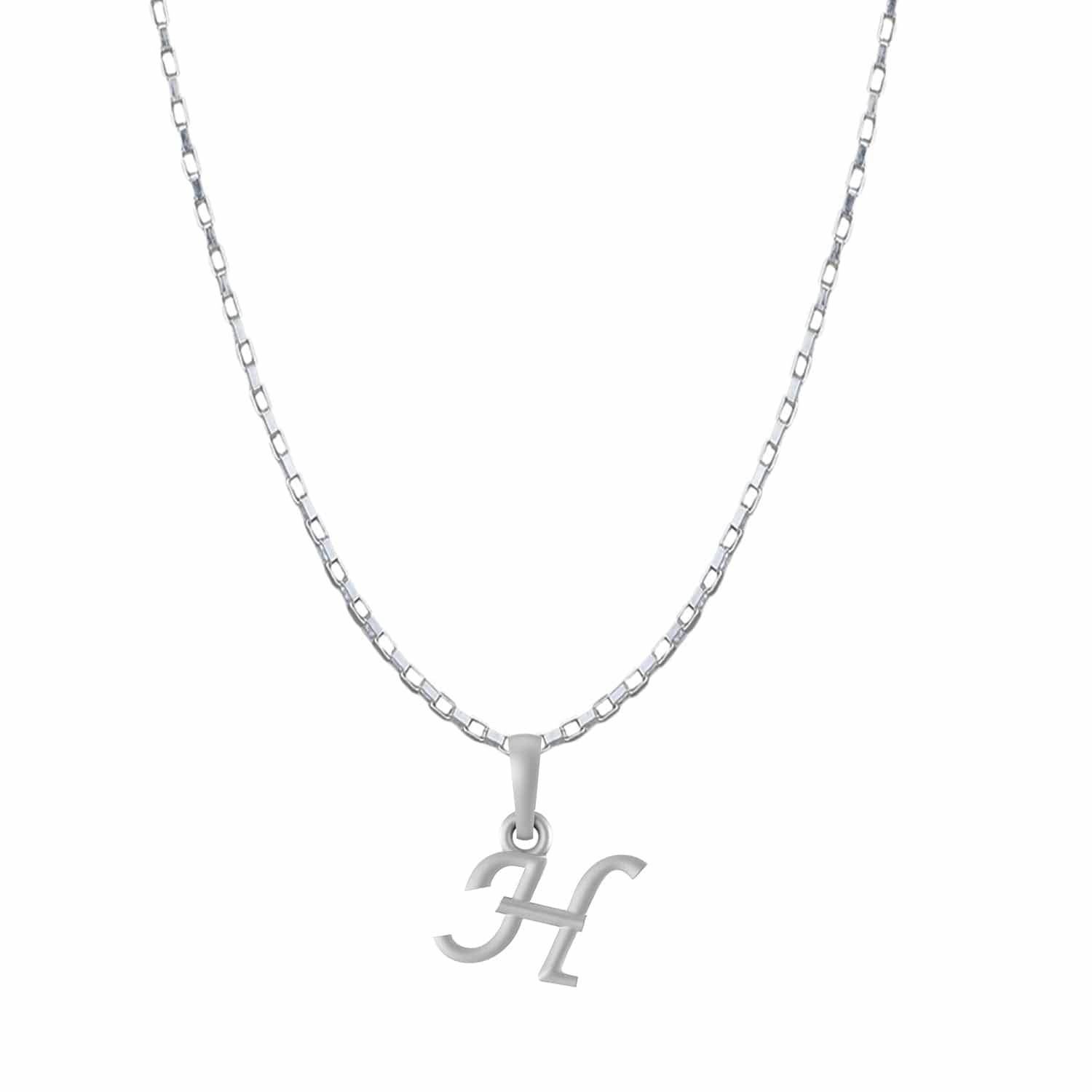 Akshat Sapphire Sterling Silver (92.5% purity) precious Name alphabet chain pendant (Pendnat with Box chain- 22 Inches) pure silver designer alphabet chain locket