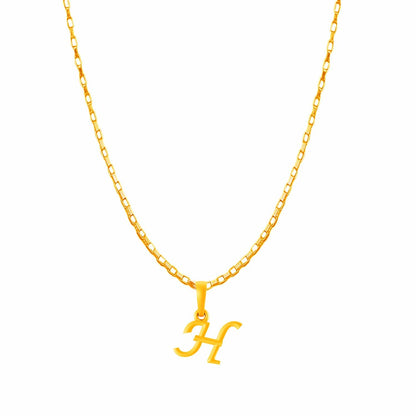 22KT Gold Plated Pure Silver (92.5% purity) precious Name alphabet chain pendant (Locket with Box chain- 22 Inches)