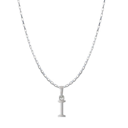 Alphabet I Chain Pendant for Men 22 Inches Box Chain by Akshat Sapphire 92.5 Silver MPSB8009_I