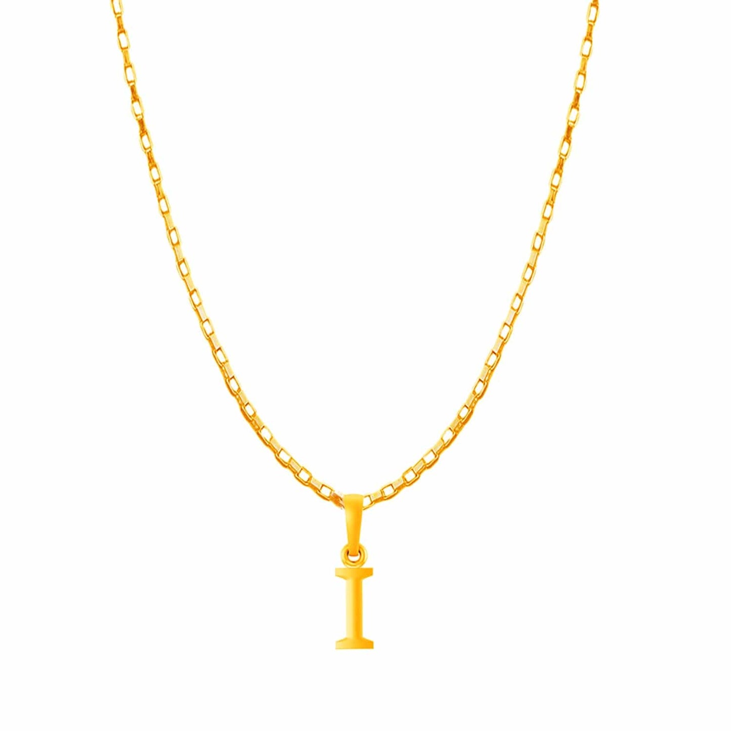 22KT Gold Plated Pure Silver (92.5% purity) precious Name alphabet chain pendant (Locket with Box chain- 22 Inches)