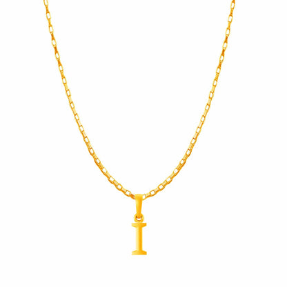 22KT Gold Plated Pure Silver (92.5% purity) precious Name alphabet chain pendant (Locket with Box chain- 22 Inches)