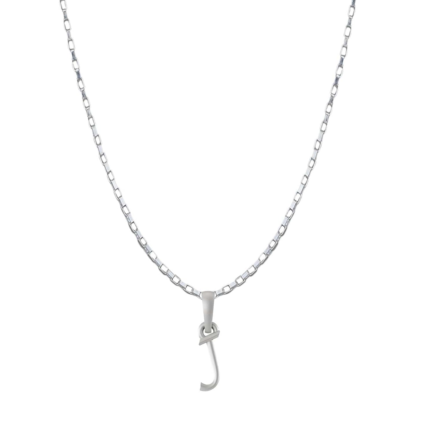 Alphabet J Chain Pendant for Men 22 Inches Box Chain by Akshat Sapphire 92.5 Silver MPSB8010_J