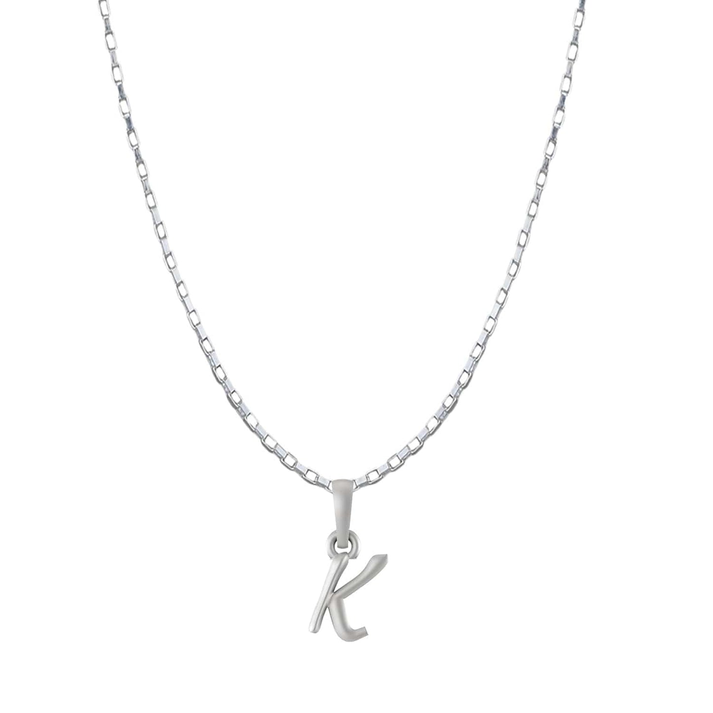 Alphabet K Chain Pendant for Men 22 Inches Box Chain by Akshat Sapphire 92.5 Silver MPSB8011_K