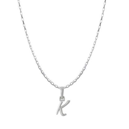 Alphabet K Chain Pendant for Men 22 Inches Box Chain by Akshat Sapphire 92.5 Silver MPSB8011_K