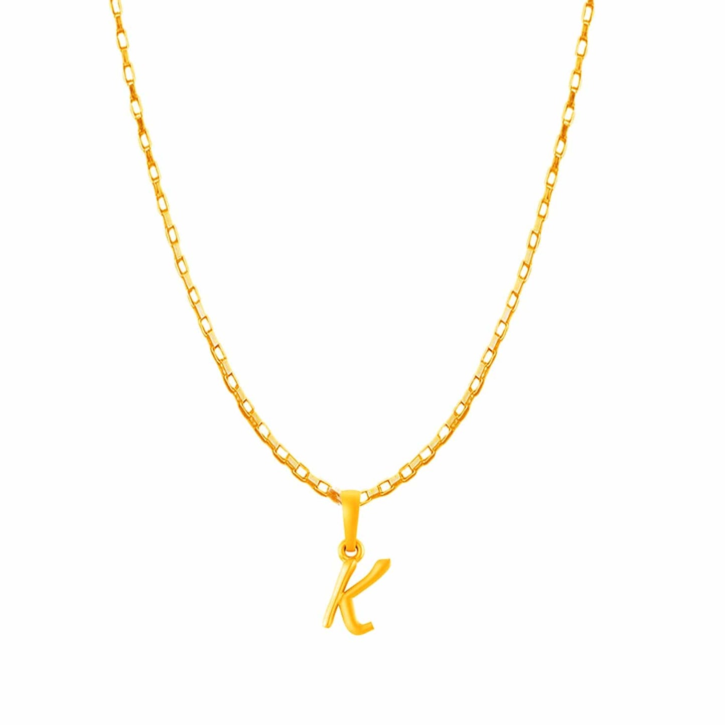 22KT Gold Plated Pure Silver (92.5% purity) precious Name alphabet chain pendant (Locket with Box chain- 22 Inches)