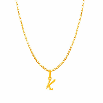 22KT Gold Plated Pure Silver (92.5% purity) precious Name alphabet chain pendant (Locket with Box chain- 22 Inches)