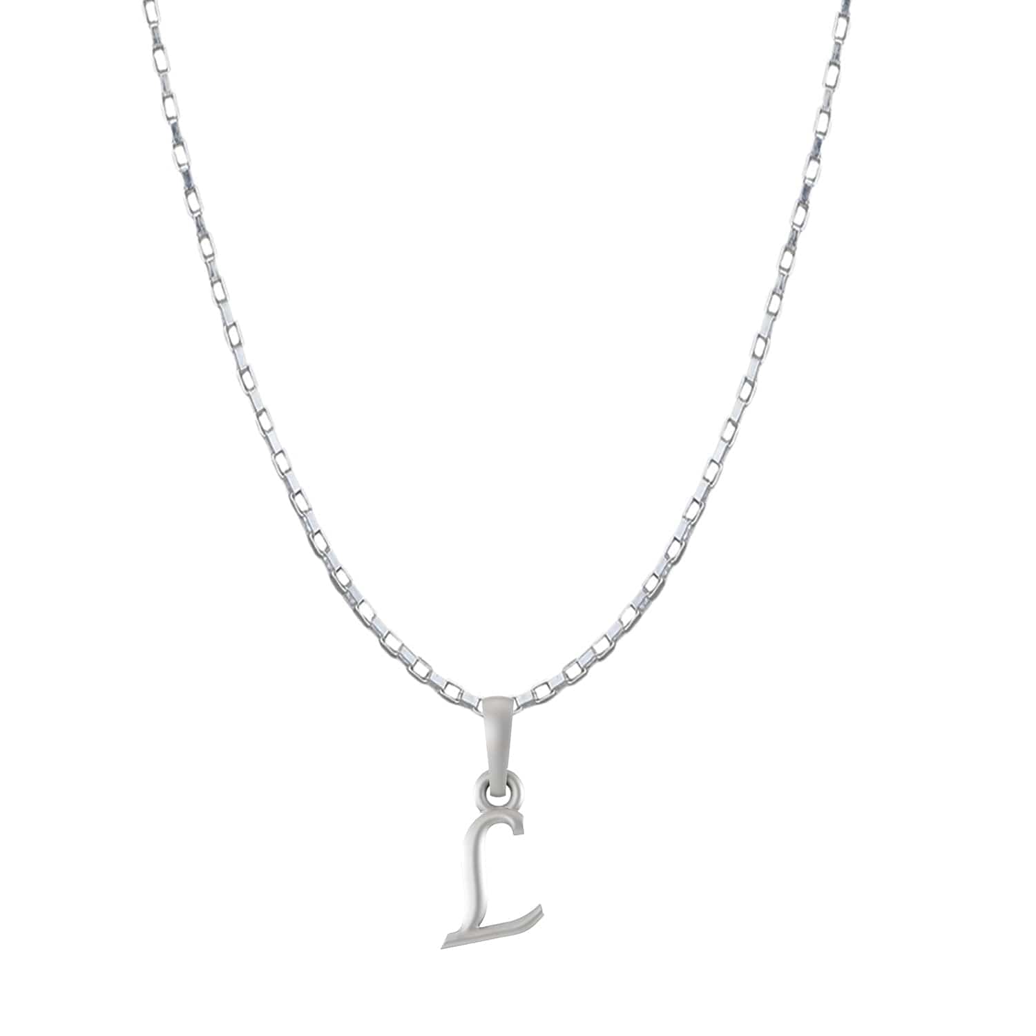 Akshat Sapphire Sterling Silver (92.5% purity) precious Name alphabet chain pendant (Pendnat with Box chain- 22 Inches) pure silver designer alphabet chain locket