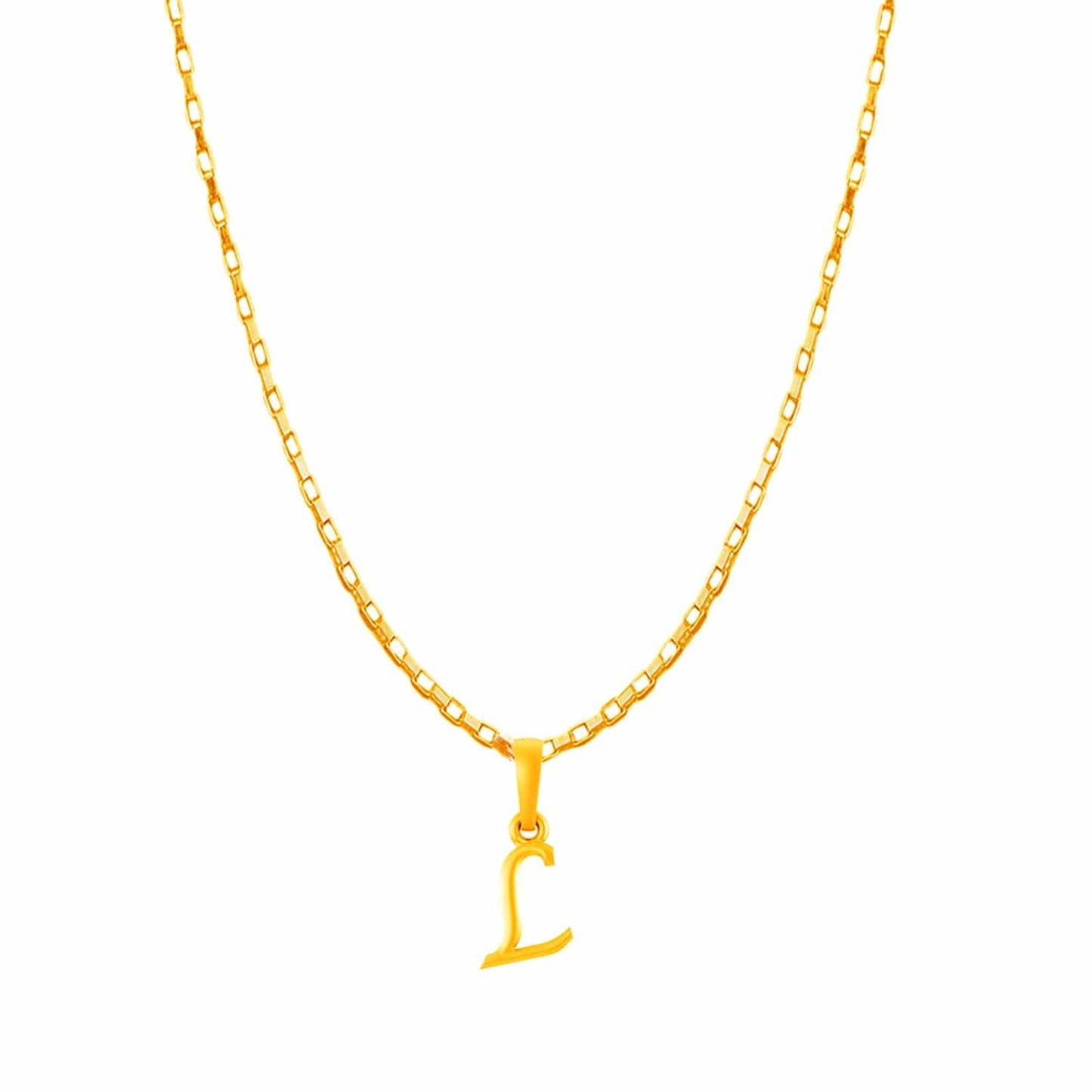 22KT Gold Plated Pure Silver (92.5% purity) precious Name alphabet chain pendant (Locket with Box chain- 22 Inches)