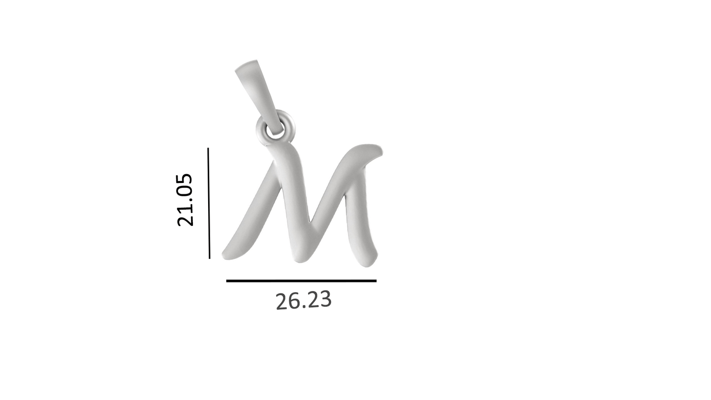 Alphabet M Chain Pendant for Men 22 Inches Box Chain by Akshat Sapphire 92.5 Silver MPSB8013_M