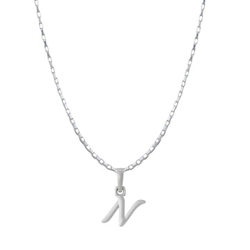 Akshat Sapphire Sterling Silver (92.5% purity) precious Name alphabet chain pendant (Pendnat with Box chain- 22 Inches) pure silver designer alphabet chain locket