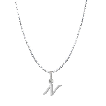 Sterling Silver (92.5% purity) precious Name alphabet chain pendant (Pendnat with Box chain- 22 Inches) pure silver designer alphabet chain locket