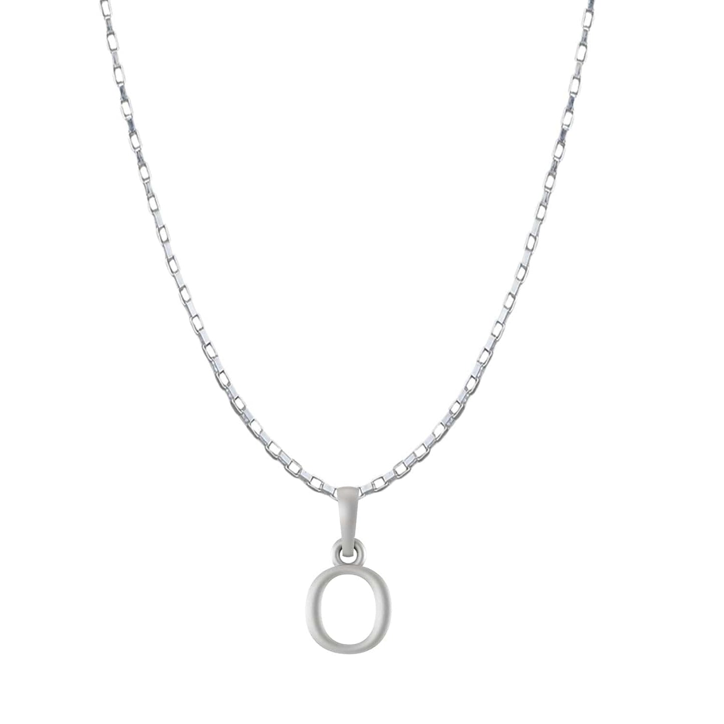 Alphabet O Chain Pendant for Men 22 Inches Box Chain by Akshat Sapphire 92.5 Silver MPSB8015_O