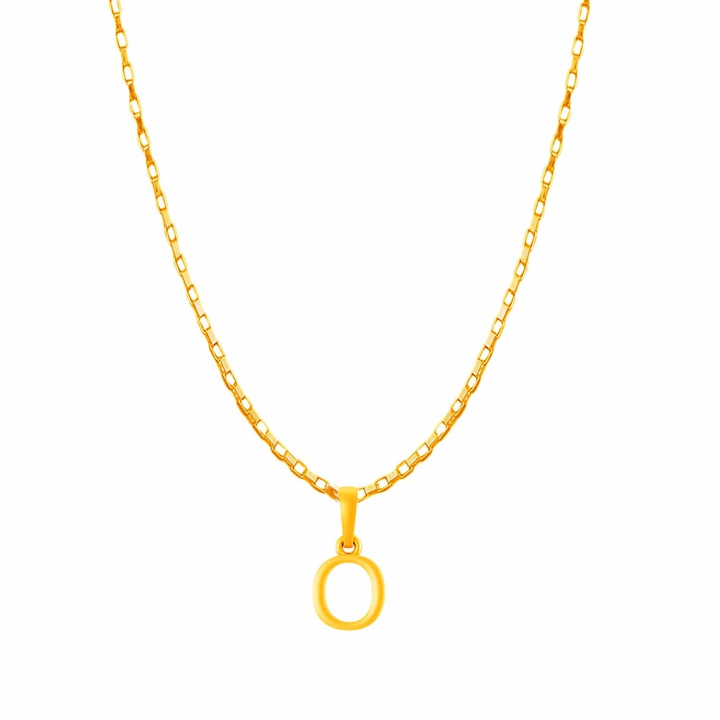 22KT Gold Plated Pure Silver (92.5% purity) precious Name alphabet chain pendant (Locket with Box chain- 22 Inches)