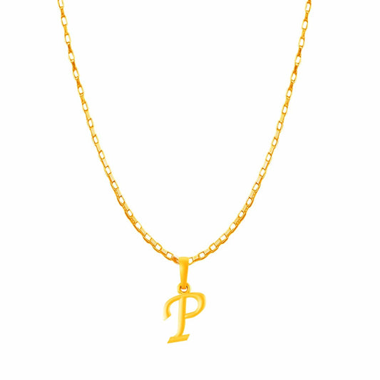 22KT Gold Plated Pure Silver (92.5% purity) precious Name alphabet chain pendant (Locket with Box chain- 22 Inches)