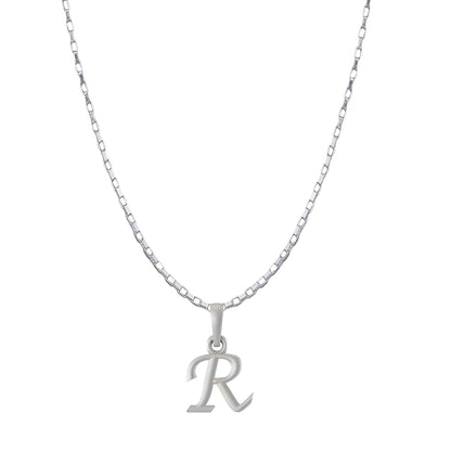 Sterling Silver (92.5% purity) precious Name alphabet chain pendant (Pendnat with Box chain- 22 Inches) pure silver designer alphabet chain locket