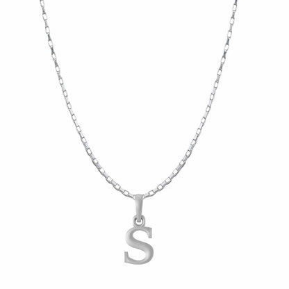 Akshat Sapphire Sterling Silver (92.5% purity) precious Name alphabet chain pendant (Pendnat with Box chain- 22 Inches) pure silver designer alphabet chain locket