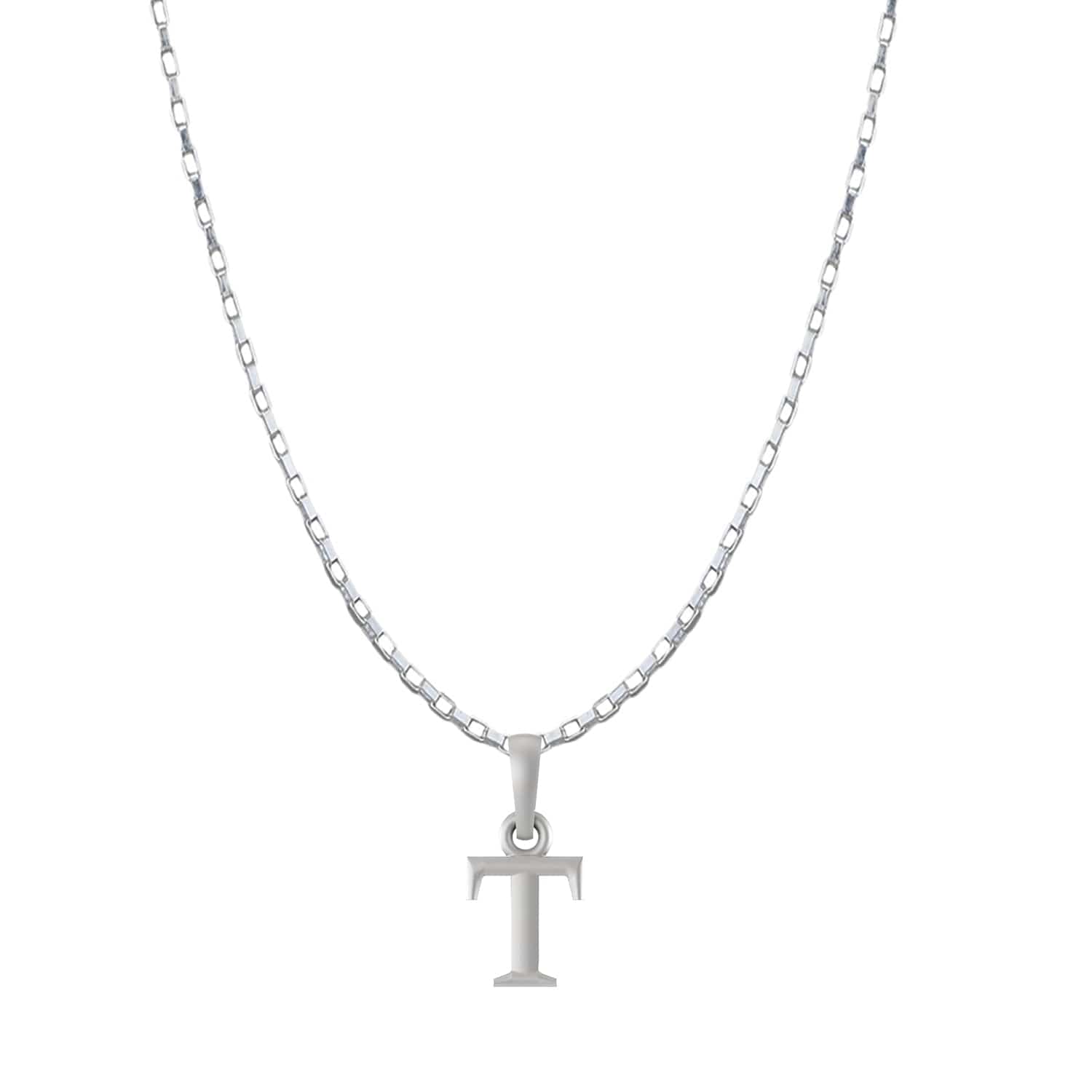 Akshat Sapphire Sterling Silver (92.5% purity) precious Name alphabet chain pendant (Pendnat with Box chain- 22 Inches) pure silver designer alphabet chain locket