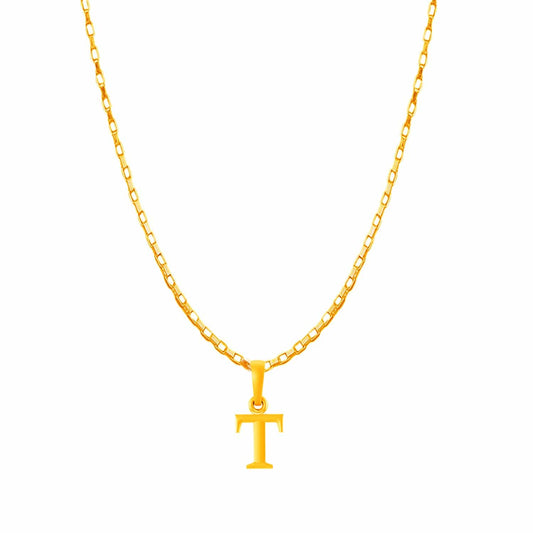 22KT Gold Plated Pure Silver (92.5% purity) precious Name alphabet chain pendant (Locket with Box chain- 22 Inches)