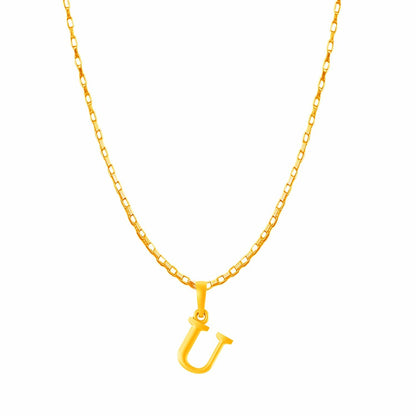 22KT Gold Plated Pure Silver (92.5% purity) precious Name alphabet chain pendant (Locket with Box chain- 22 Inches)